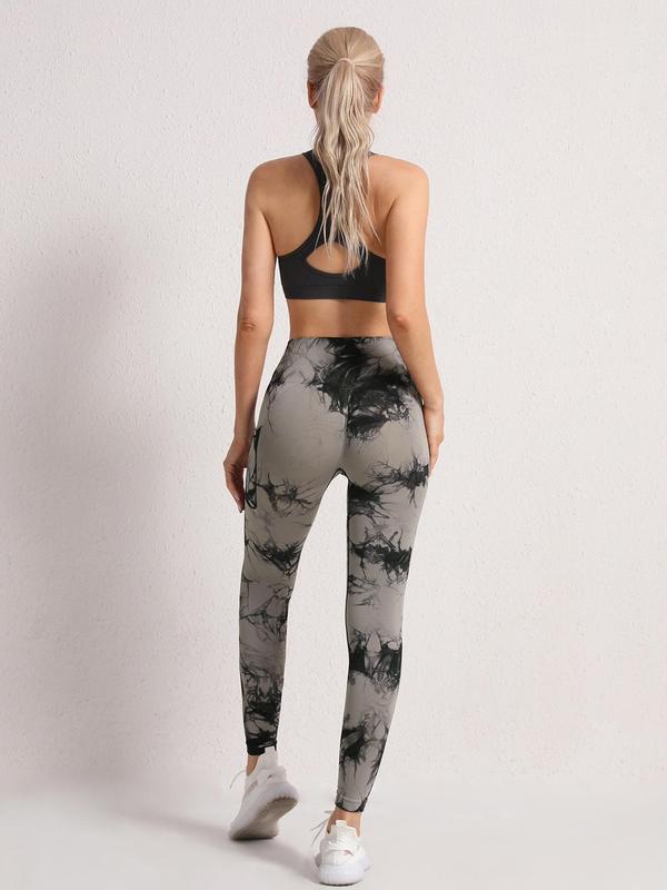 Women's Tie Dye Print Pocket  High Waist Leggings, Casual Comfy Breathable Skinny Pants for Daily Wear, Ladies Bottoms for All Seasons