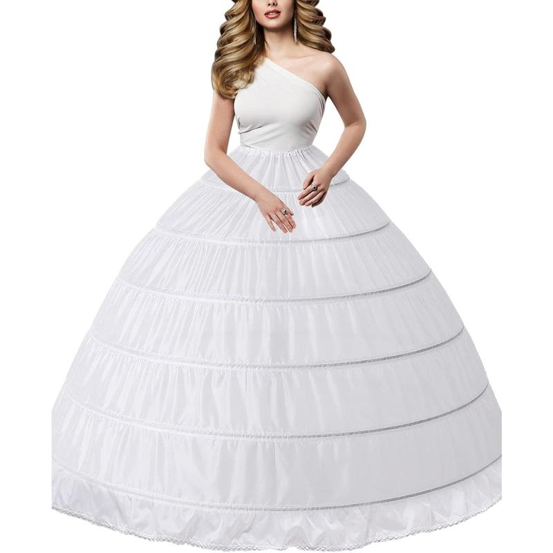 Hoop Skirt Crinoline Underskirt Petticoat for Women Ball Gown Bridal Tulle Underskirt Wedding Dress (4 Hoops White)