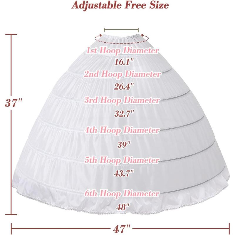 Hoop Skirt Crinoline Underskirt Petticoat for Women Ball Gown Bridal Tulle Underskirt Wedding Dress (4 Hoops White)