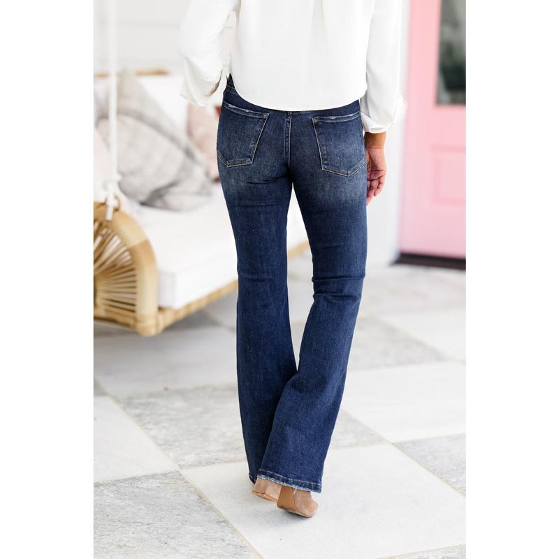 Lovervet Mid Rise Dark Wash Relaxed Bootcut Jeans