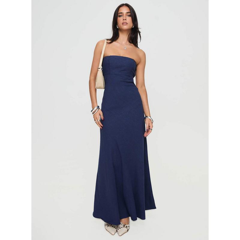 Yahir Strapless Maxi Dress Navy