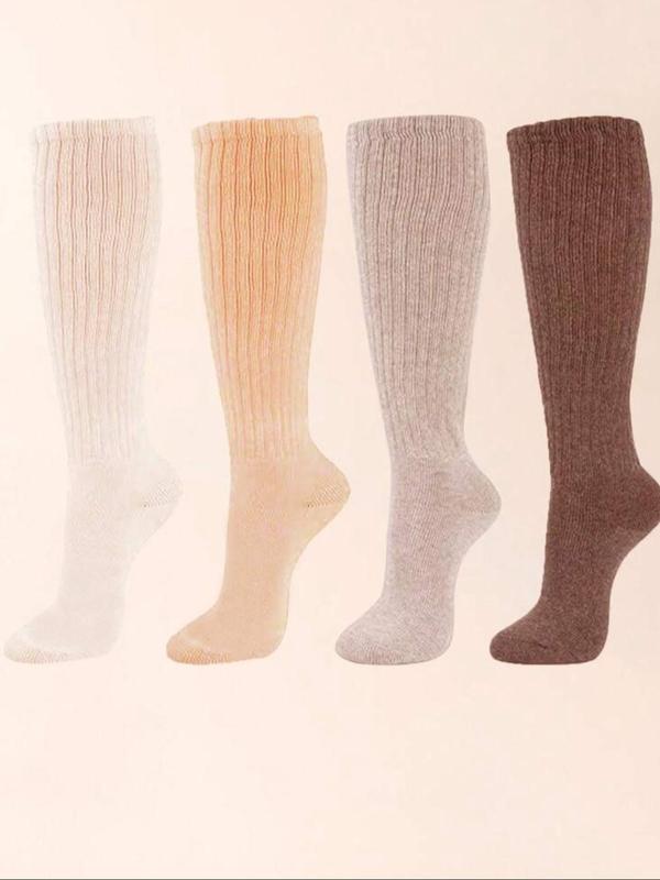 Women's Solid Color Mid-calf Scrunch Socks, Casual Comfy Warm Socks for Fall & Winter, Women's Socks for Daily Wear