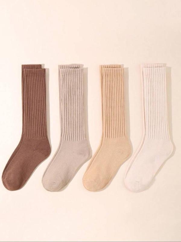 Women's Solid Color Mid-calf Scrunch Socks, Casual Comfy Warm Socks for Fall & Winter, Women's Socks for Daily Wear