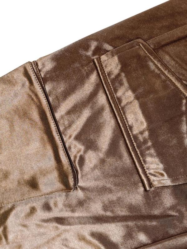 Women's Plain High Waist Cargo Pants, Casual Retro Button Pocket Trousers for Daily Wear, Ladies Bottoms for All Seasons