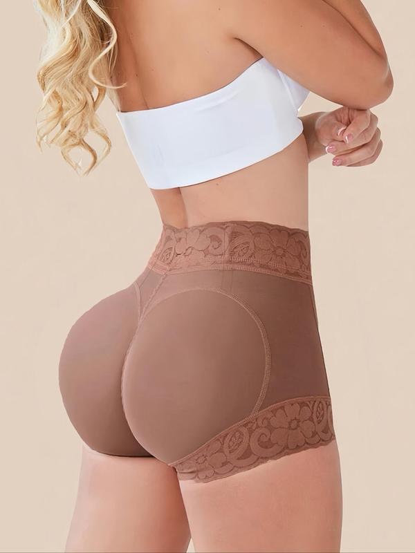 Women's High Waist Contrast Lace Shapewear Panty, Tummy Control High Stretch Shaper, Women's Shapewear Bottoms for All Seasons, 90s Clothes Wear, Fall Wear