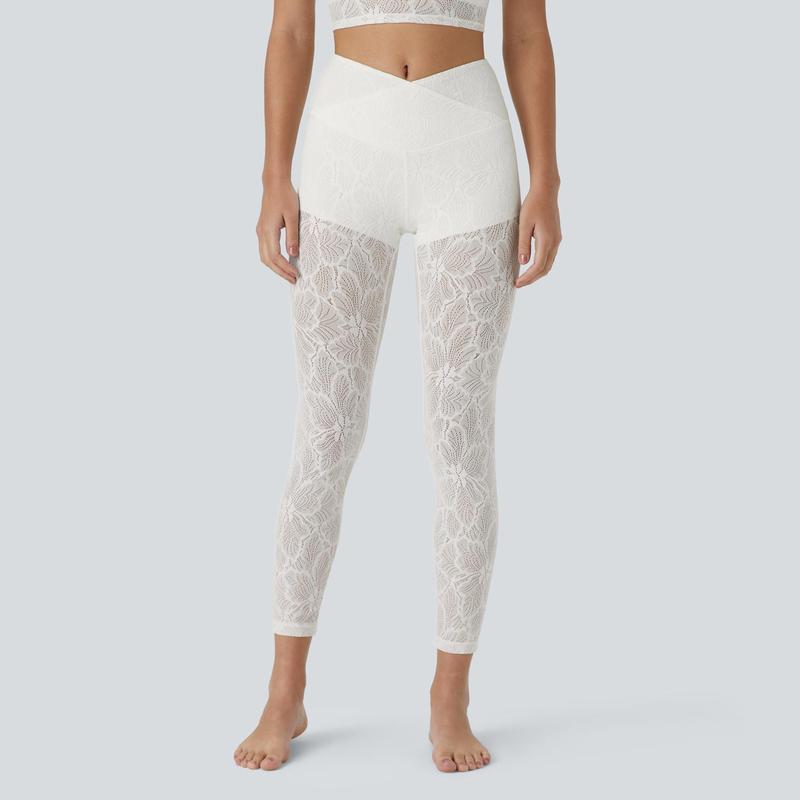 Halara High Waisted Crossover 2-in-1 7 8 Lace Casual Leggings