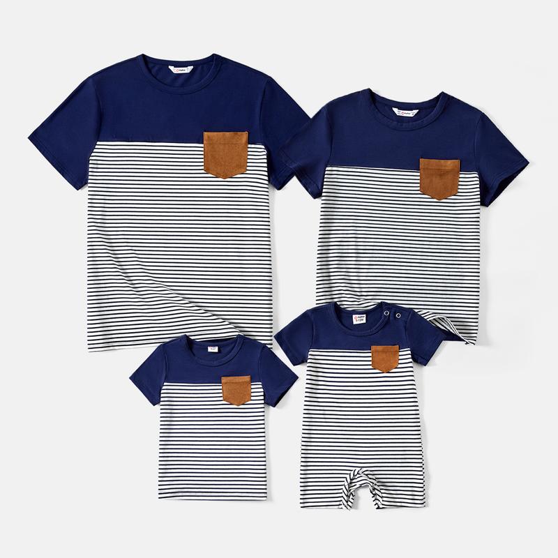 PatPat Family Matching 95% Cotton Short-sleeve Colorblock Striped Tee