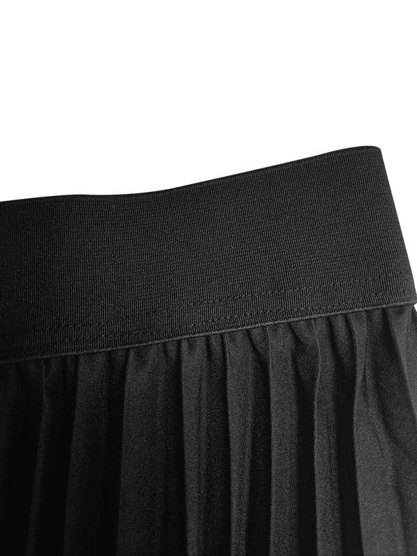 Women's Solid High Waist Pleated Skirt, Elegant Fashion A Line Long Skirt for Daily Outdoor Wear, Women Bottoms for All Seasons