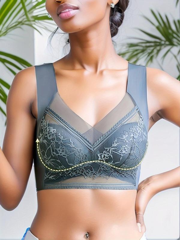 Women's Floral Lace Wireless Bralette, Soft Comfy Breathable Seamless Lingerie for All Seasons, Women's Underwear for Daily Wear