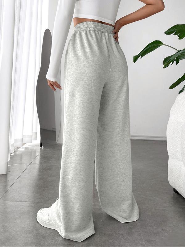 Women's Solid Color Straight Leg Pants, Casual Comfy Bell Bottom Trousers for Daily Wear, Ladies Bottoms for Fall & Winter