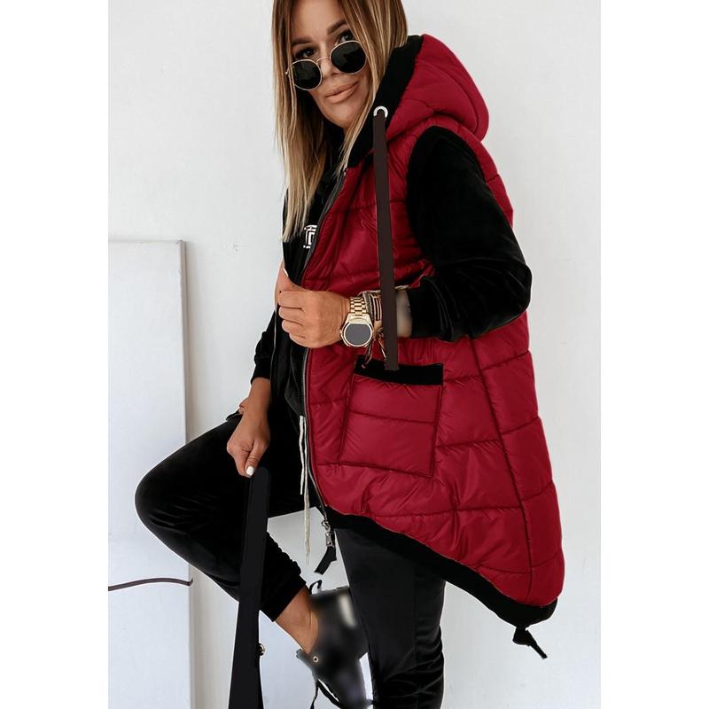 Imily Bela Womens Quilted Puffer Vest Hooded Lightweight Sleeveless Padded Zip Gilet Jackets Outwear with Pockets