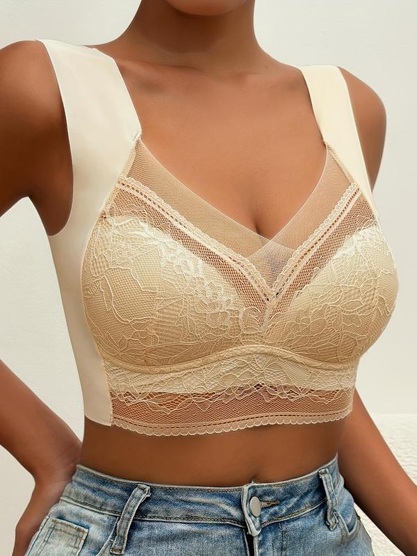 Women's Floral Lace Wireless Bralette, Soft Comfy Breathable Seamless Lingerie for All Seasons, Women's Underwear for Daily Wear