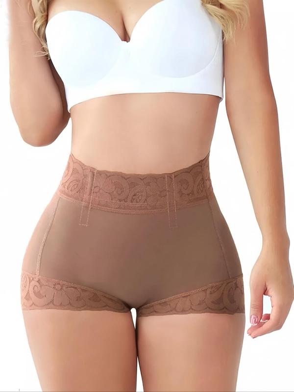 Women's High Waist Contrast Lace Shapewear Panty, Tummy Control High Stretch Shaper, Women's Shapewear Bottoms for All Seasons, 90s Clothes Wear, Fall Wear