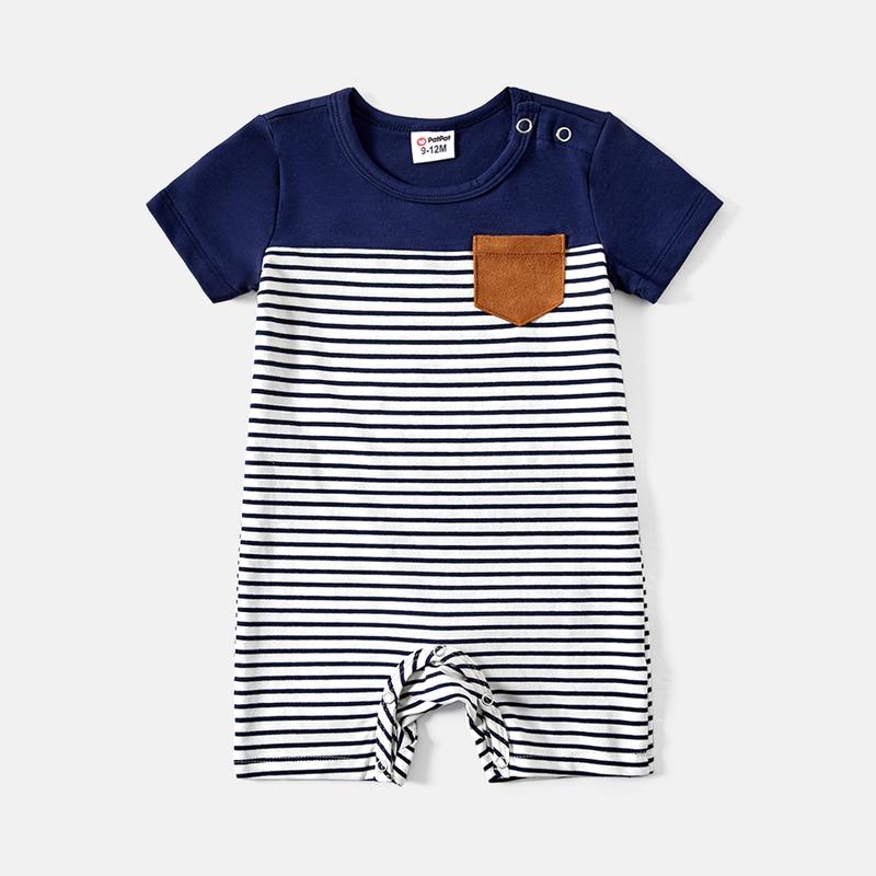 PatPat Family Matching 95% Cotton Short-sleeve Colorblock Striped Tee