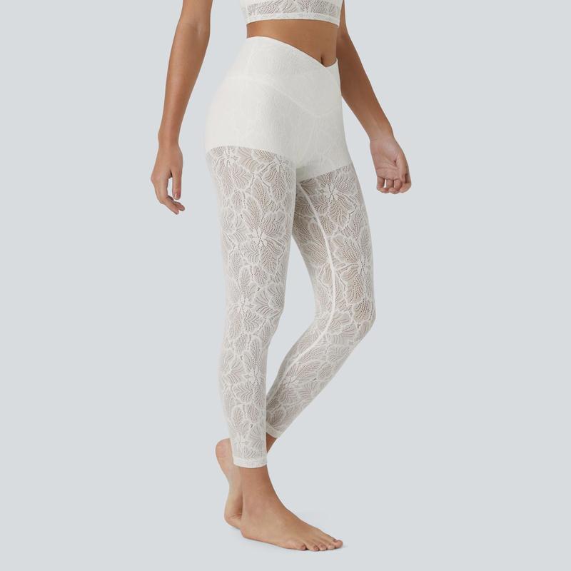 Halara High Waisted Crossover 2-in-1 7 8 Lace Casual Leggings