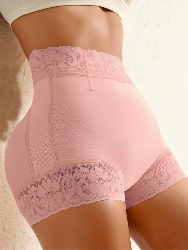 Women's High Waist Contrast Lace Shapewear Panty, Tummy Control High Stretch Shaper, Women's Shapewear Bottoms for All Seasons, 90s Clothes Wear, Fall Wear