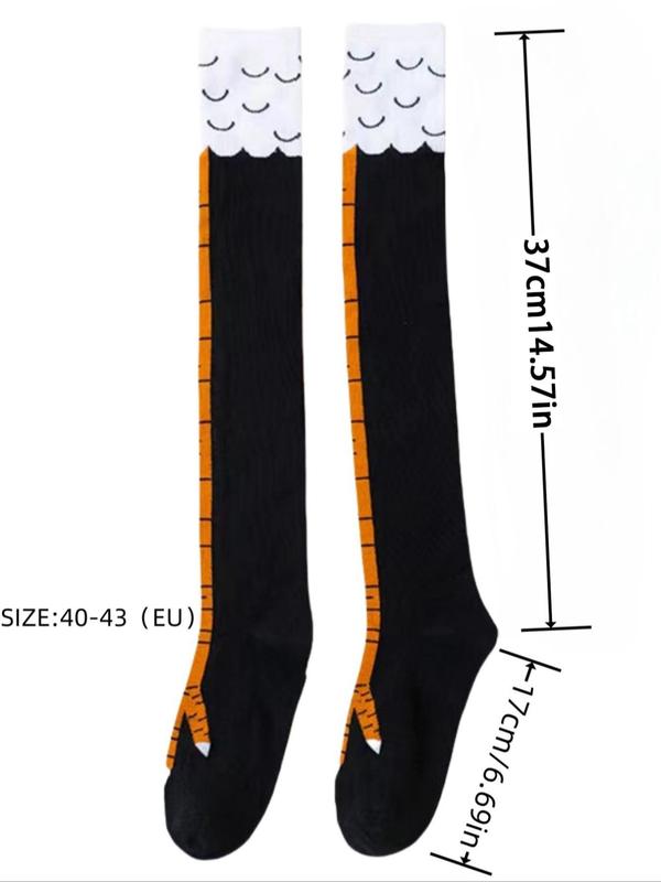 Women's Cartoon Chicken Feet Print Over The Knee Socks, Cute Comfy Stockings for Daily Wear, Ladies Socks for All Seasons