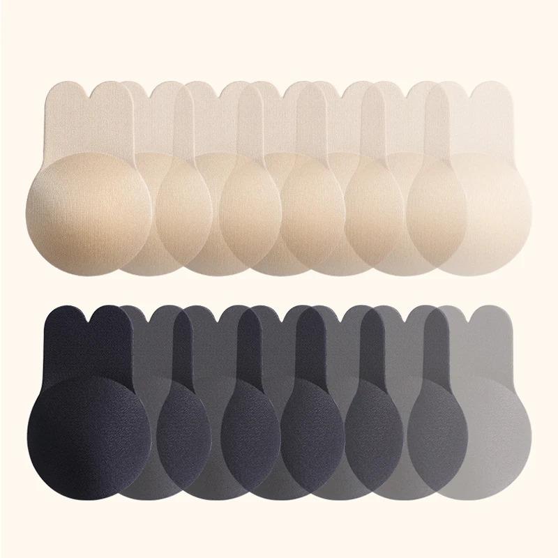 Women Push Up Bras Self Adhesive Silicone Strapless Invisible Bra Reusable Sticky Breast Lift Tape Rabbit Nipple Cover Bra Pads