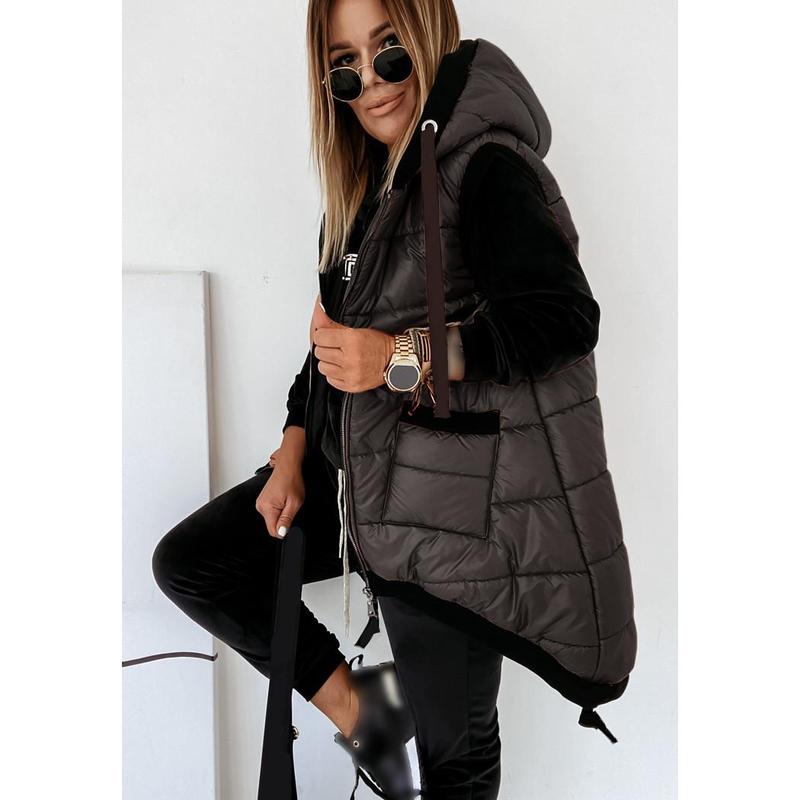 Imily Bela Womens Quilted Puffer Vest Hooded Lightweight Sleeveless Padded Zip Gilet Jackets Outwear with Pockets