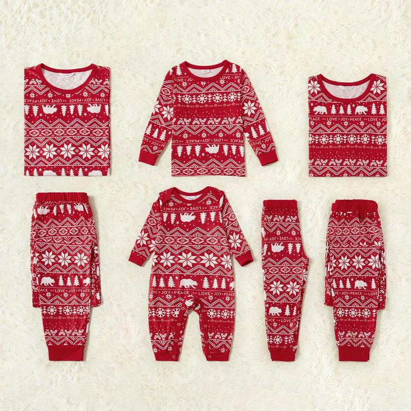 PatPat Traditional Christmas Print Family Matching Pajamas Sets (Flame resistant) 466732