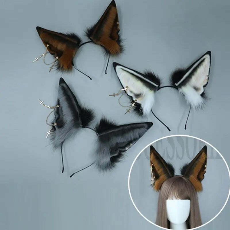 Faux Jackal Ear Heading Wolf Fox Cosplay Props Plush Hair Accessories Womenswear Clothes