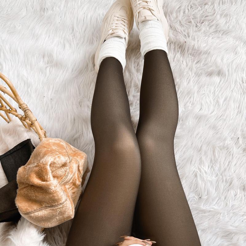 Magic Fleece-Lined Winter Tights – Pantyhose-Style Closed-Foot Leggings with Cozy Brown Fur Lining, Plus Sizes for All-Day Warmth & Comfort