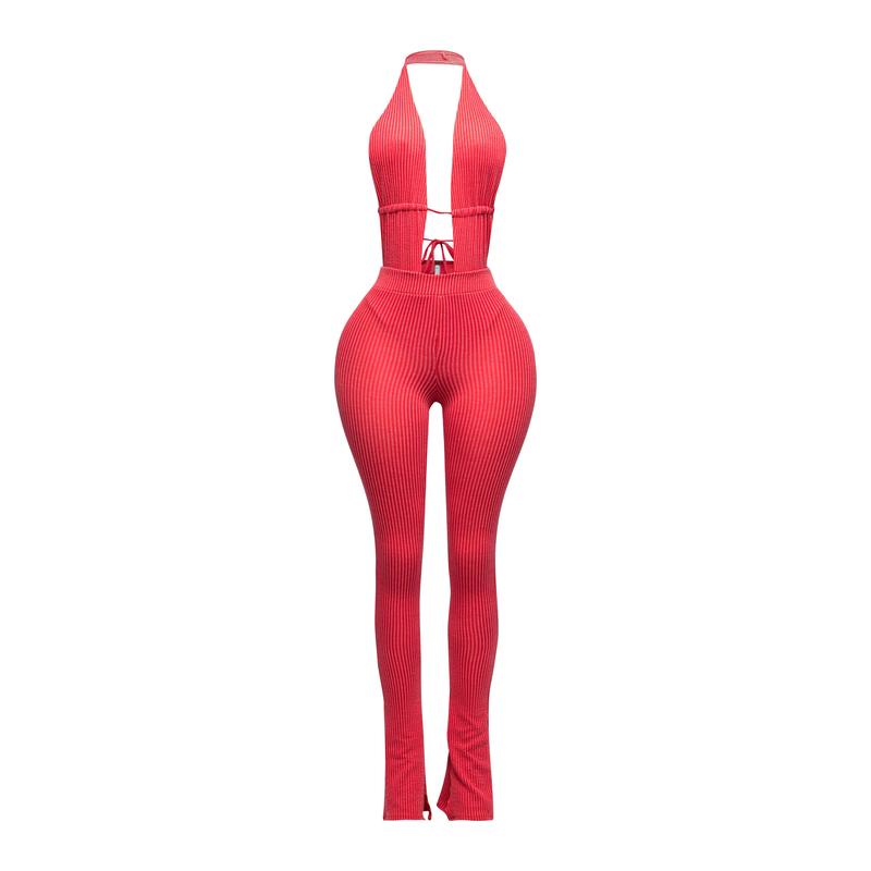 Halter open back bodysuit set Comfort Womenswear Comfort Womenswear