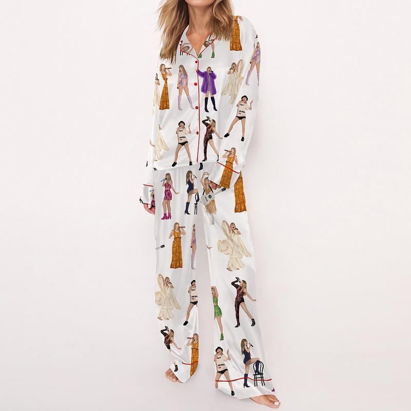 The Eras Tour Film Pajamas Set For Women Print Comfy Sleepwear & Loungewear Pjs Printing Silky Top & Bottoms