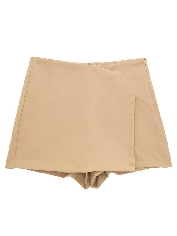 Women's 2 in 1 Asymmetrical  Skorts, Casual Solid Color Shorts for Summer, Ladies Bottoms for Daily Wear