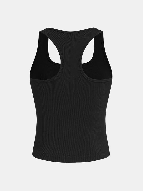 YOZY Women's Solid Ribbed Square Neck Tank Top, Casual Sporty Sleeveless Top for Daily Outdoor Wear, Ladies Clothes for All Seasons