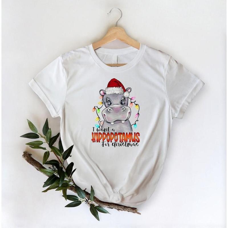 I Want A Hippopotamus For Christmas Shirt, Hippo Christmas Lights Shirt, Xmas Party Shirt, Family Christmas Shirt, Gift For Christmas C7RCR