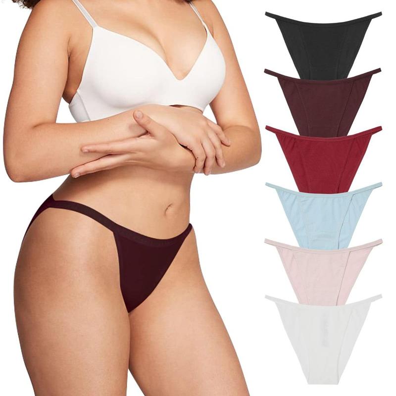 6Pcs Set Women's Bikini Panties Cotton Underwear Comfortable Ladies Briefs S-2XL for All Seasons Panty Womenswear Belt Bra Breathable Cute