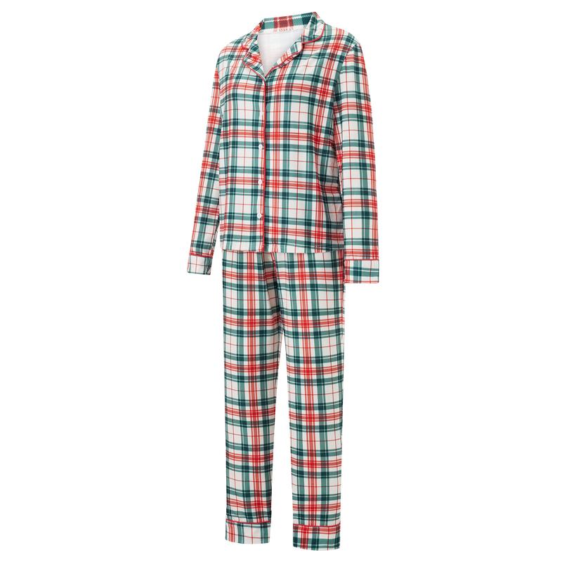 Family Matching Christmas Pajamas Set Plaid Print Holiday Pajamas Sleepwear Tops Pants Comfort