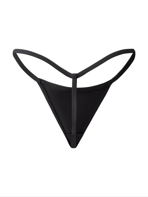 Women's Solid Drop Waist Sexy Thong, Casual Comfy Breathable Low Rise Panty for Daily Wear, Ladies Underwear for All Seasons