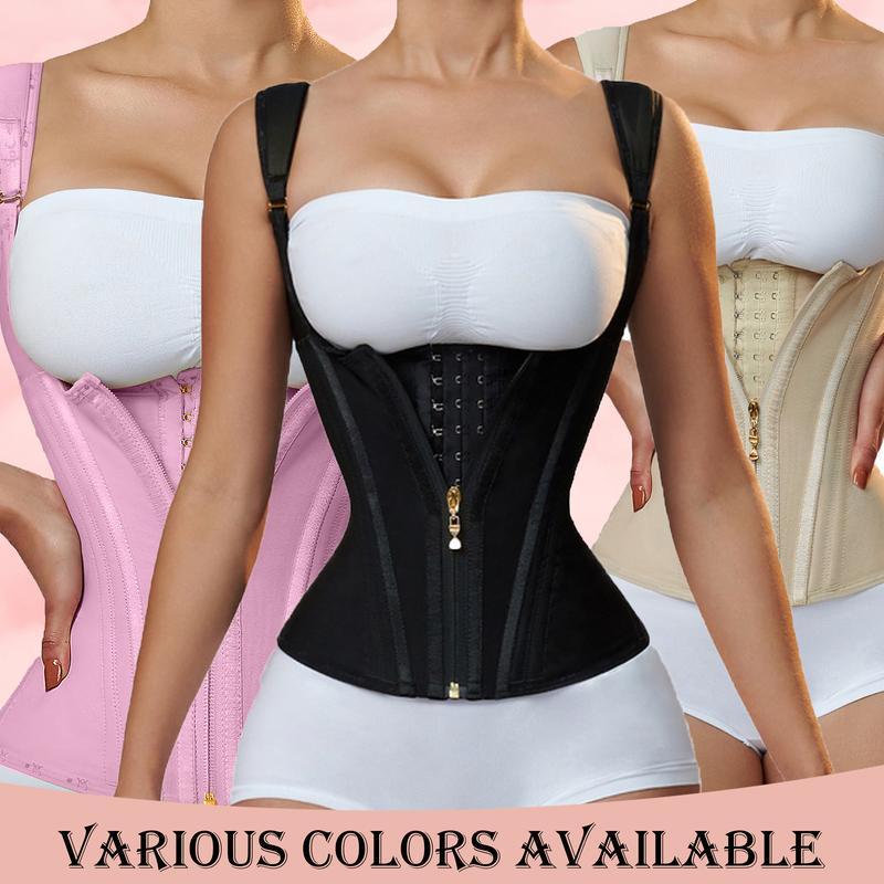 Adjustable Compression Waist Trainer Corset with Zipper and Hook Closure