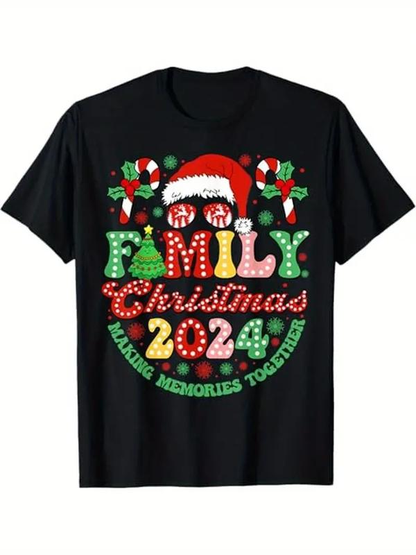 Family Christmas 2024 Christmas Squad Xmas Matching Pajamas T-Shirt, 100% Cotton, Halloween Thanksgiving Christmas Gift for Men Women Family Friends