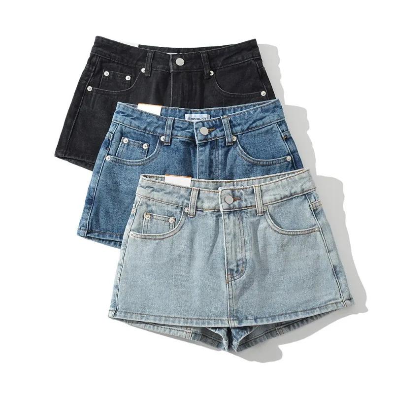 HOUZHOU Y2k Denim Mini Skirt for Women Summer 2024 Sexy Vintage Low Waist Slim Micro Jeans Skirt Korean Style Skort Streetwear