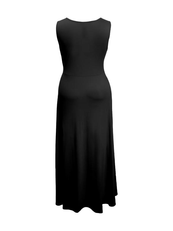  Twist Split Thigh Dress, Fashion Deep V Neck Sleeveless Maxi Dress, Birthday Dresses 2024, Ladies Summer Clothes for Party Dating Wear