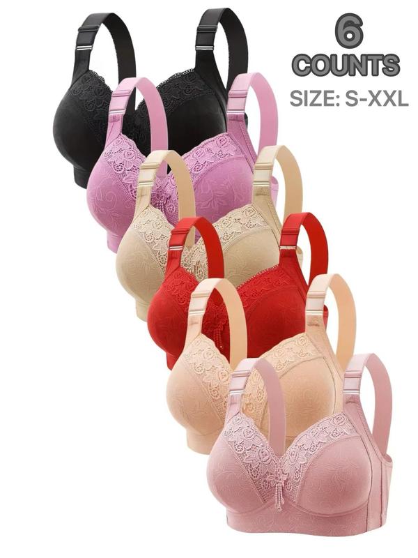 Women's Contrast Lace Push Up Bra, Adjustable Strap Bra, Soft Comfortable Breathable Lingerie for All Seasons