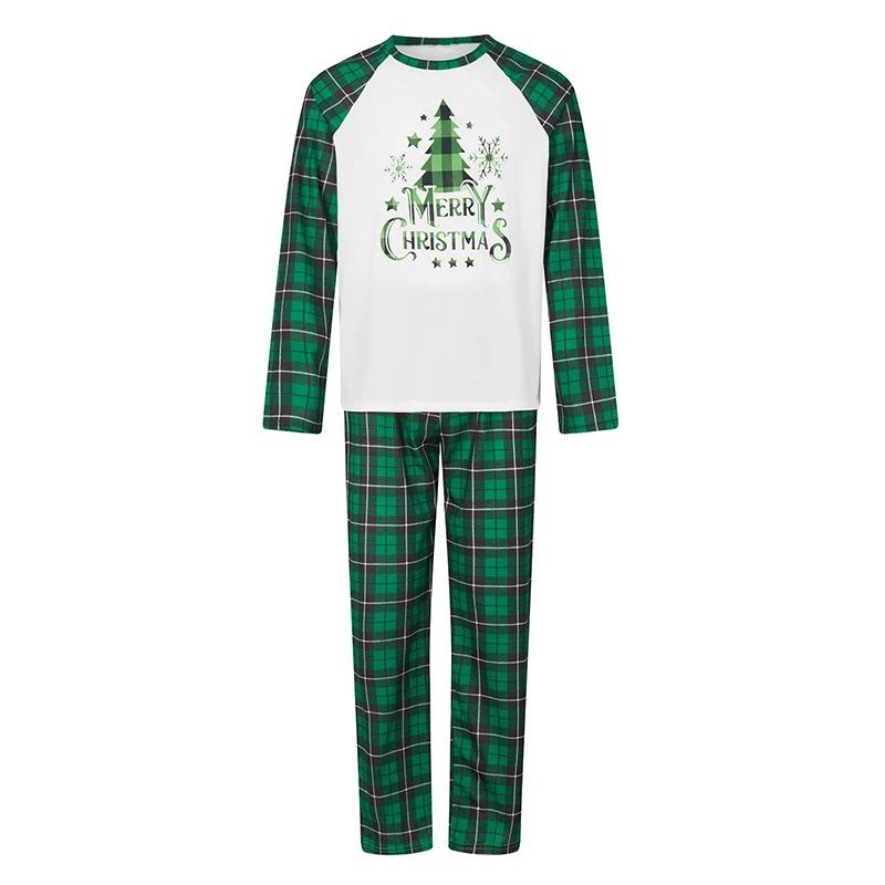 Matching Family Christmas Pajamas Set with Reindeer Print Tops and Red Plaid Pants - Cozy Winter Sleepwear for the family