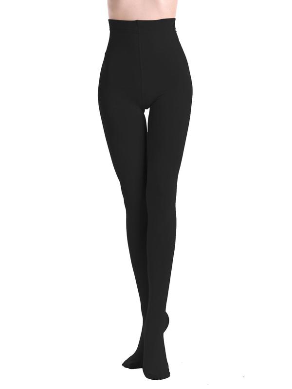 Women's 2 Pairs Solid High Waist Thermal Lined Tights, Casual Comfy Breathable Warm Pantyhose For Daily Wear, Women's Socks & Tights For Winter