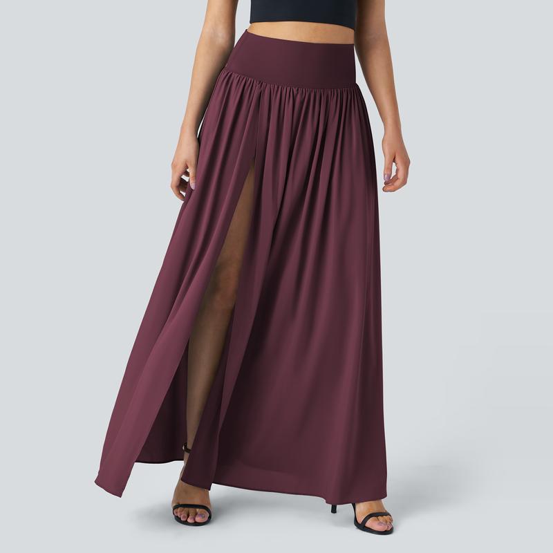 Halara Breezeful™ High Waisted Plicated Split 2-in-1 Flowy Quick Dry Maxi Casual Skirt