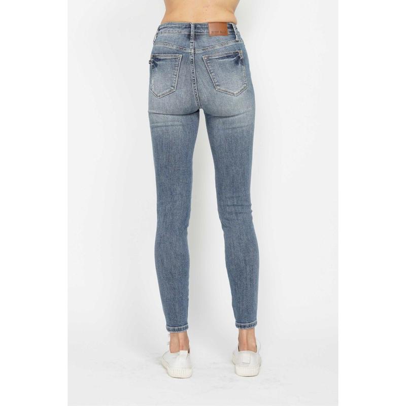 Judy Blue Full Size Tummy Control Contrast Wash Skinny Jeans