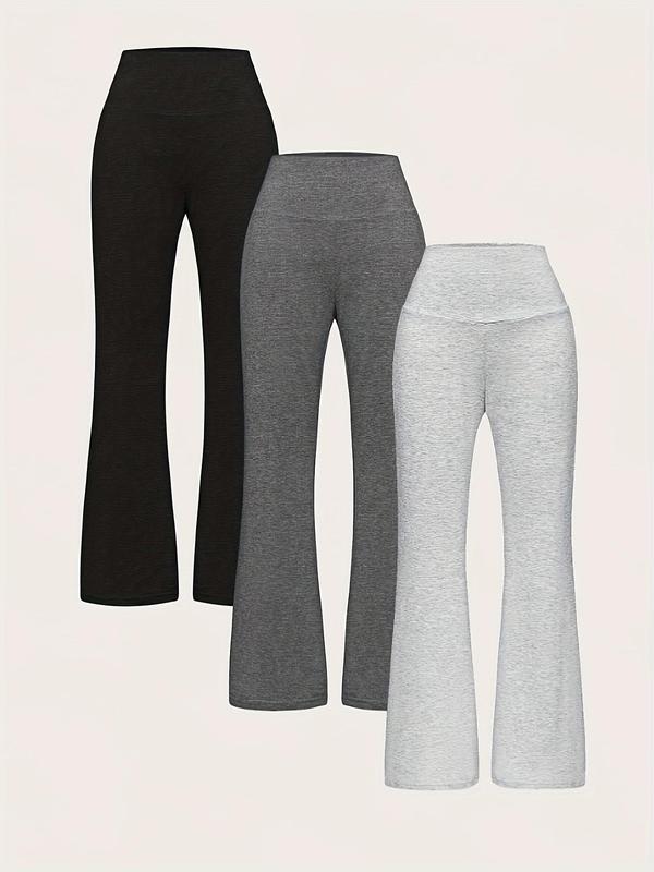 Women's Solid Flare Leg Pants, Casual Comfy Bell Bottom Trousers for Daily Wear, Ladies Bottoms for Summer