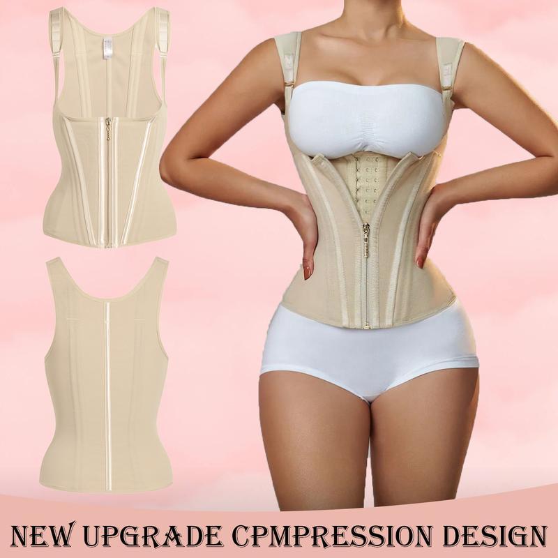 Adjustable Compression Waist Trainer Corset with Zipper and Hook Closure