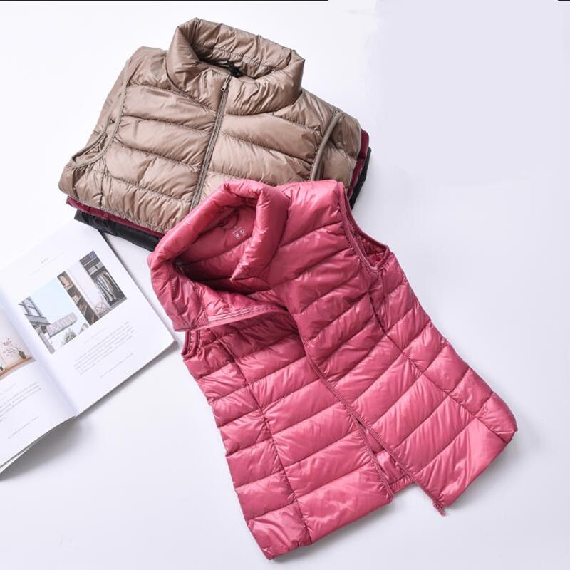 Autumn and Winter Down Vest Women's Short Ultra-light Duck Down Jacket Windproof Vest Warm Women's Sleeveless Jacket