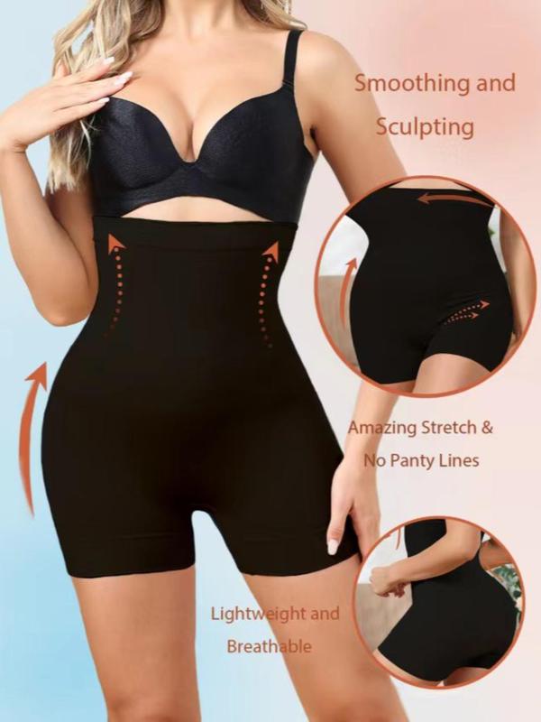 Women's Minimalist Solid High Waist Shapewear Shorts, Compression Tummy Control Shapewear Clothing, Comfort Belly Control Thigh Slimmer for Lady, Women's Basic Shapewear Bottoms, Casual Womenswear