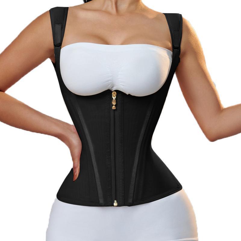 Adjustable Compression Waist Trainer Corset with Zipper and Hook Closure