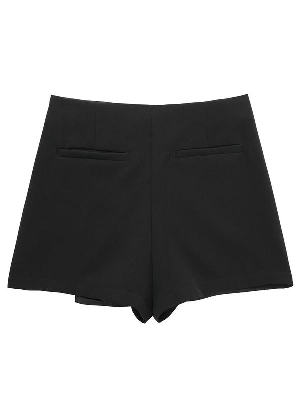 Women's 2 in 1 Asymmetrical  Skorts, Casual Solid Color Shorts for Summer, Ladies Bottoms for Daily Wear