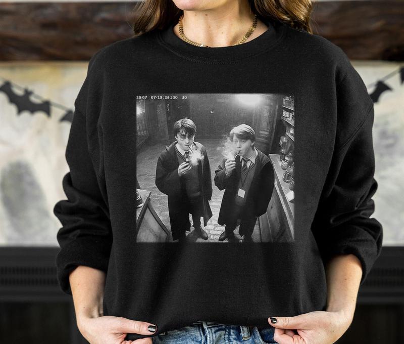 Harry and Ron Smoking Shirt Wizarding Fan Funny 90s Vintage Meme Sweatshirt, Hoodie, Comfort Colors